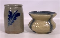 Pottery spittoon, 7.25" dia. (chip on top) /