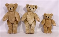 3 jointed teddy bears - 18" & 12" long