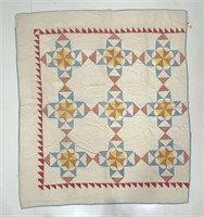 Patchwork quilt, triangle patches, 66" x 78".
