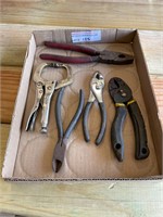 C-clamp assorted pliers, side cutters