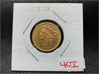 1898 $5 LIBERTY HEAD HALF EAGLE GOLD COIN