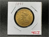 1897 $10 LIBERTY HEAD EAGLE GOLD COIN