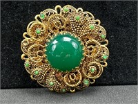 Vintage Gold tone with green brooch