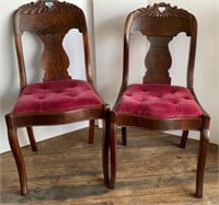 Antique Rosewood & Velvet Dining Chairs