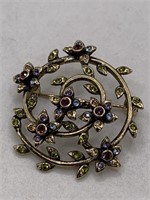 SIGNED MONET RHINESTONE FLOWER BROOCH