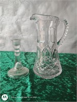 Le smith candle holder & German crystal pitcher