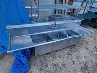 Stainless Steel 3 Compartment Sink, 90" x 24"