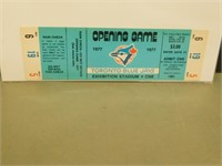 1977 Blue Jays Opening Day Game Unused Ticket