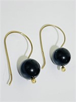 14k Gold Earrings Black onyx jewelry