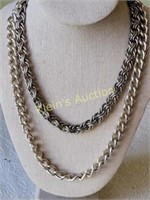 large heavy lot of 2 cuban style link necklaces