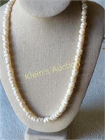 freshwater genuine pearl necklace w/ sterling cla!