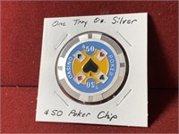 PIN UP 1oz SILVER $50 POKER CHIP BATH WITH ME