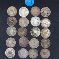 1852 3 cent - 20 piece set