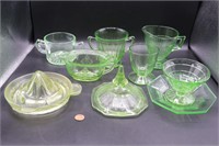 9 Pcs. Uranium & Vaseline Glass Assortment