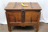 Rustic Hand-Made Oak & Iron Pirate Chest On Wheels