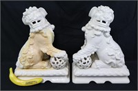 Pair Ethan Allen ITALY Porcelain Foo Dogs
