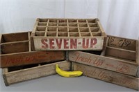 5 Vintage 7Up Divided Wooden Crates