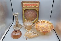 Jeanette+Indiana, Marigold Luster, Carnival Glass+