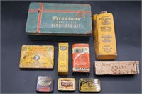 9 Vtg. First Aid & Pharm. Medication Tins & Boxes