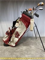 Wisconsin golf bag with a variety of wedges,
