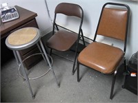 stool and 2 chairs
