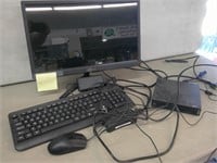 computer, monitor, keyboard, mouse