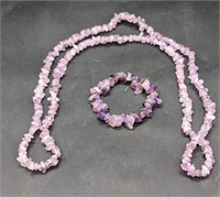 Pink Amethyst Necklace & Bracelet