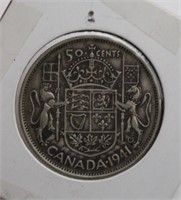 1941 CANADIAN 50 CENT SILVER COIN