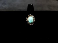Silver Turquoise Ring Sz 7.5
