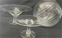 Glass Cake Stand & Bowl Vase & Footed Bowl
