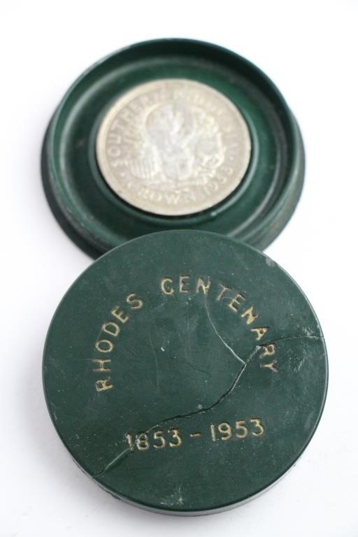 RHODES CENTENARY 1853-1953 SILVER COIN
