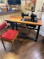 Singer Sewing Machine with Table & Chair