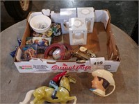 Flat w/ Roy Rogers figurine, christmas ornaments,