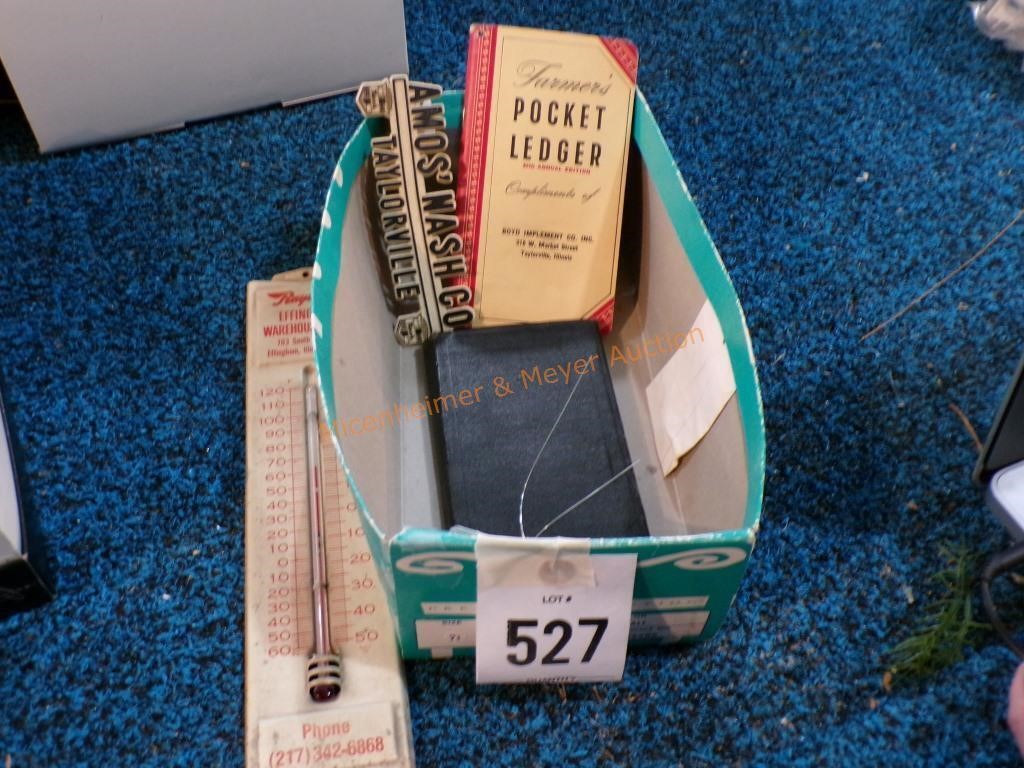 Box w/ thermometer, commercial calculator book