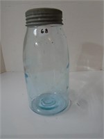 9 "Vintage Aqua  colored Crown Jar