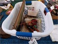 Basket w/ sandpaper, storage hooks