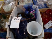 Box w/ vase, candle holders, pitchers