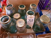 Flat with big blue mason jars
