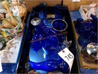 Flat of Cobalt Blue pitchers, vase