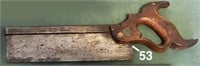 HENRY DISSTON 10" steel back saw, early H. DISSTON