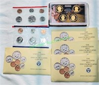 Four 1990 UNC Coin Set & One 2007 $1 Proof Set