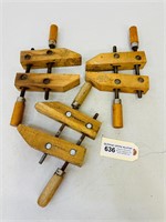 (3) Vintage 6" Wood Clamps