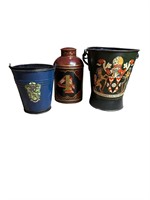 Painted English Coal Bucket, Tea Tin & Bucket