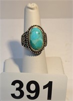 vintage sterling silver & turquoise ring sz. 7, 9g