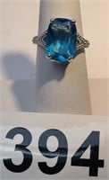 .925 sterling silver w/ blue stone sz. 7 1/4, 3.5g