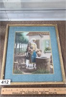 Vintage Greek Woman at Well Painting Picture