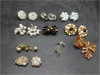 Ten Pair Vintage Clip On Earrings