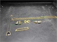 Gold Tone Necklaces & Earrings Signed