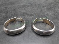 Stamped 950 Sterling Silver 1.25" Hoop Earrings