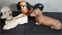 Lot of three Dog Statues/Plant Holders